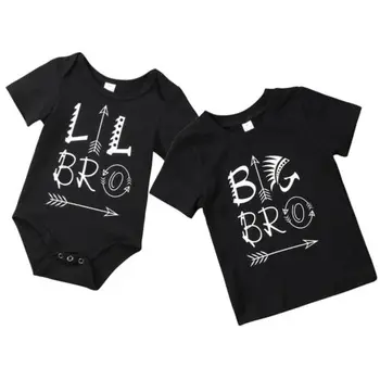 

Newborn Baby Kids Clothing Tops Famliy Matching Suit Big Brother T-shirt Little Brother Bodysuits Boy 0-6T
