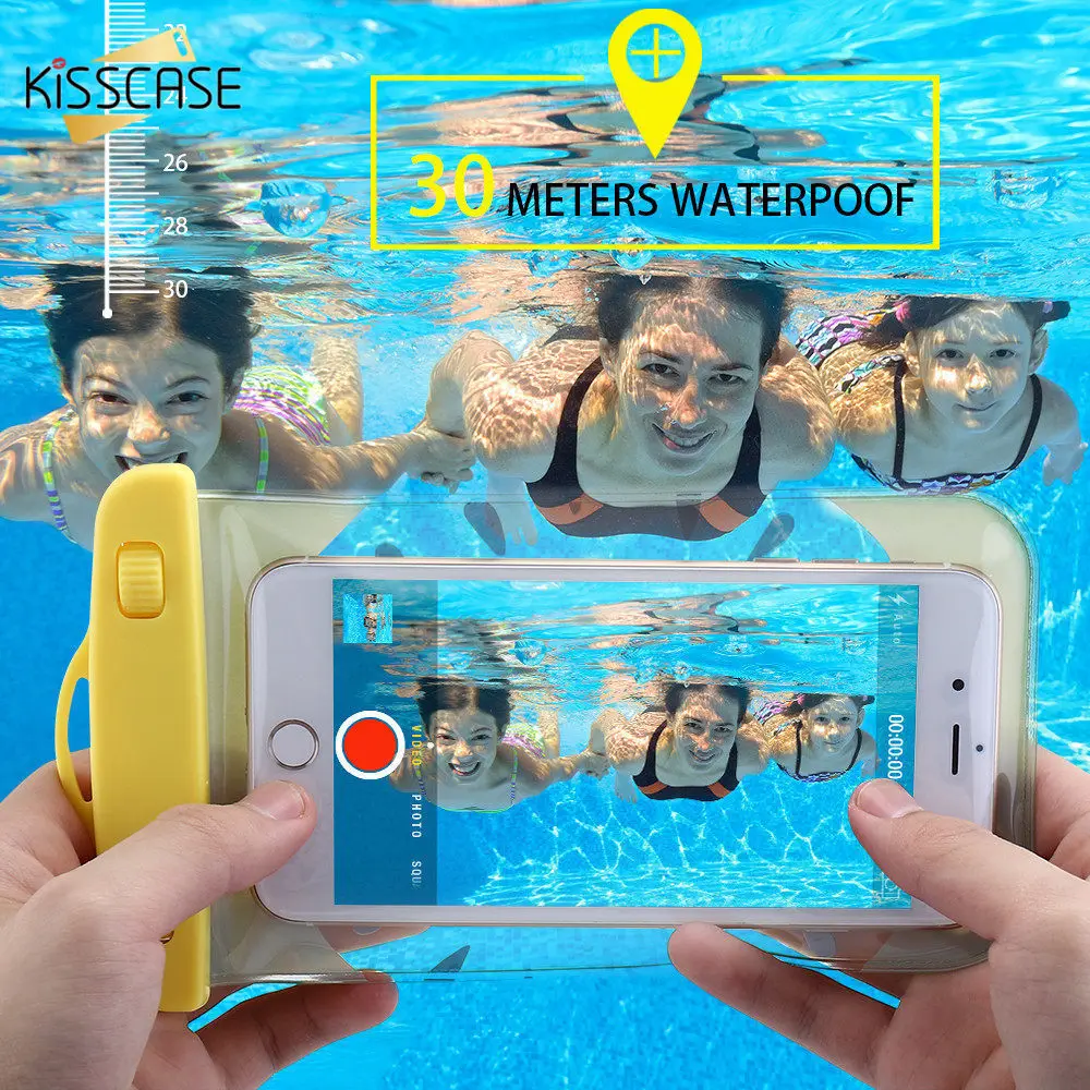 Kopen KISSCASE Leuke Verzegelde Waterdichte Tas Pouch Phone Case Voor iPhone 6 6 s 7 Plus 5 s SE Case Voor samsung S8 S6 Rand S7 Rand J5 J7 Tassen