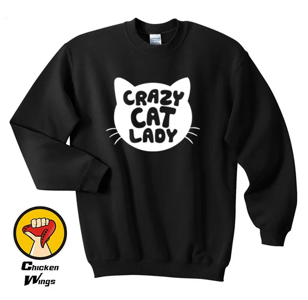 Crazy Cat Lady Рубашка Tumblr котята любовь мило Instagram Топ Crewneck Толстовка Унисекс более Цвета XS-2XL