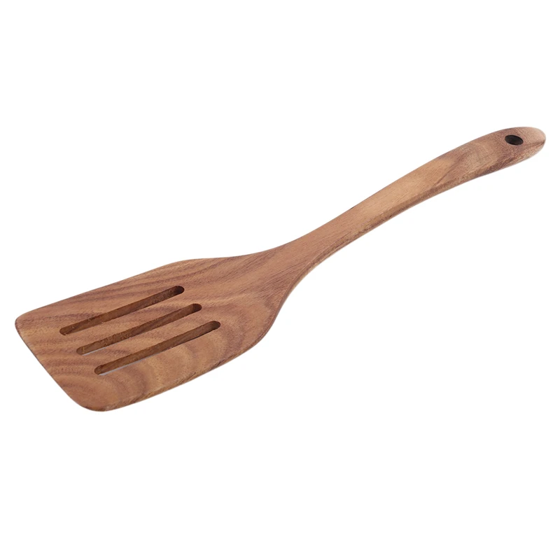 Деревянная длинная ручка лопатка кухонный Тернер антипригарная кухонная утварь деревянная лопатка шлицевая деревянная посуда - Цвет: as picture 2