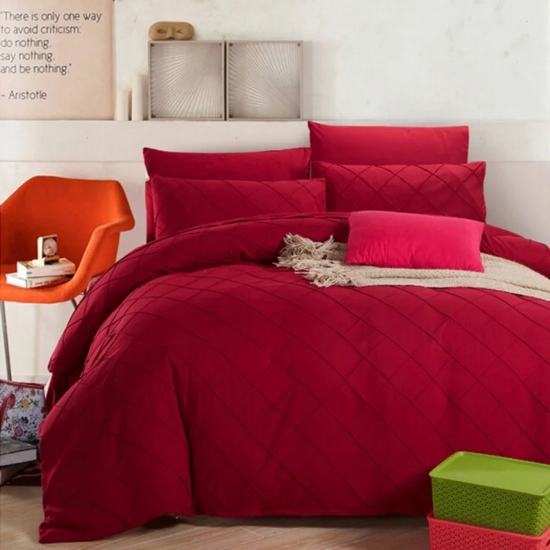 

Four-piece bedding Super Bedding grid Cotton Solid Set Ling New handmade Reactive hair Soft color