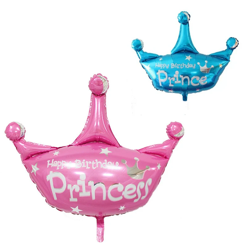 

July Forest Free Shipping 1 piece Princess Crown Foil Balloons Pink Blue ballons birthday party decorations kids party Supplies