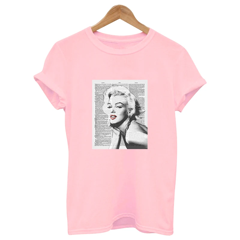 2019 جميلة الملكة ستار مثير مارلين مونرو الوردي قميص مطبوع قميص كاجوال قطني الإناث قمم المحملة محب نعرفكم المتناثرة