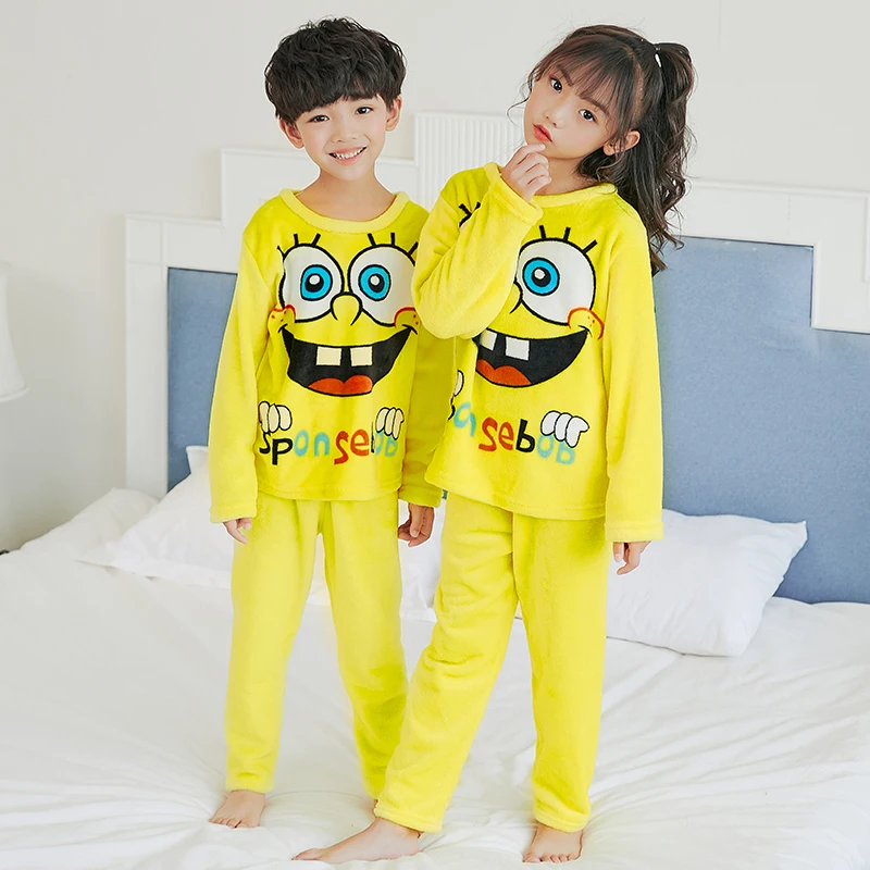 

2018 children pajamas set kids baby girl cartoon casual nightgown costume long sleeve boys sleepwear winter flannel home clothes