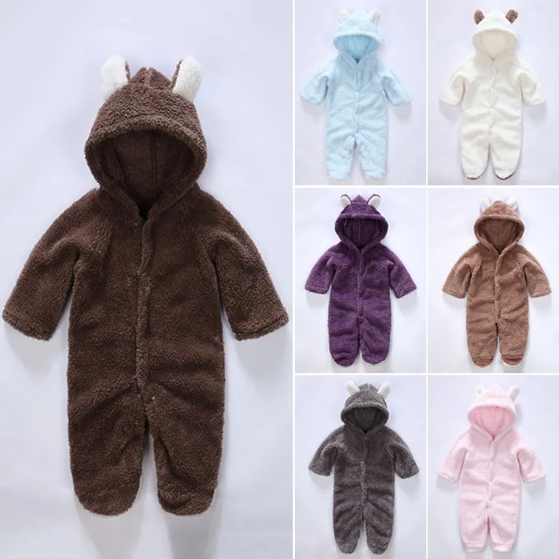 Baby Herbst Winter Mit Kapuze Overalls Kinder Casual einteiliges Warme Lange Hülse Nette Tier Ohr NSV775