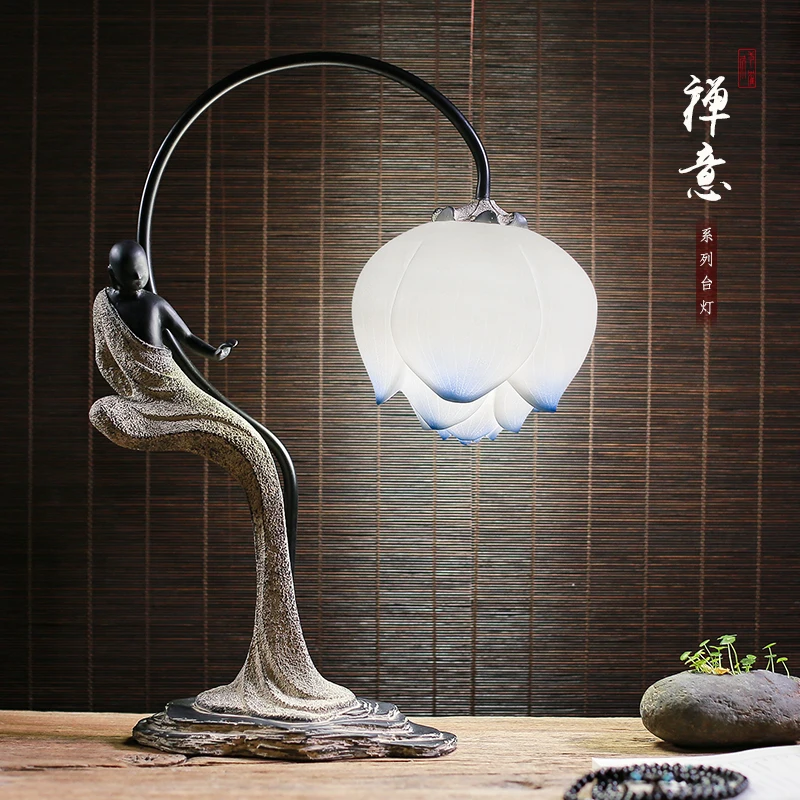 The new Chinese style retro Zen table lamps for living room Led Bed