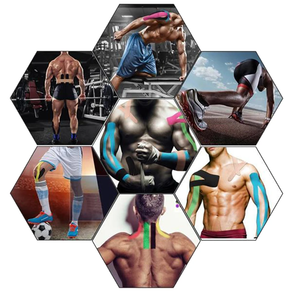 5 Size Kinesiology Tape Muscle Bandage Sports Cotton Elastic Adhesive Strain Injury Tape Knee Muscle Pain Relief Stickers