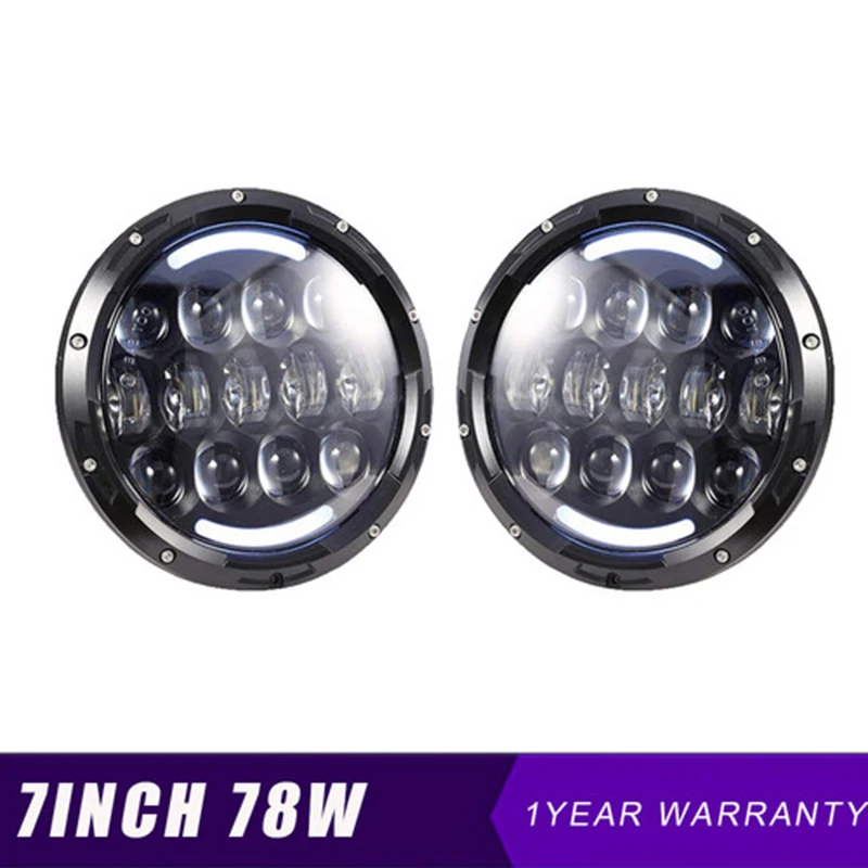 

2PCS 78W 16000LM LED Headlights for Jeep Wrangler JK 1997-2018Rubicon Sahara Hummer Araba Aksesuar Led Bar Offroad Fast Shipping