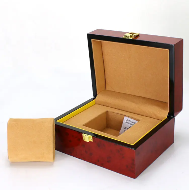 

New Wood Watch Display Box Red High Density Fiberboard Box For Single Watch Fashion Luxury Jewellry Gift Follow Case B022