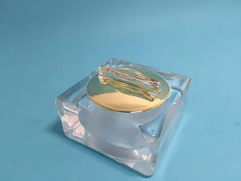

15g white luxury bowknot square acrylic cosmetics packing bottle with golden liner,Cream box / bottle