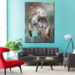 Оптовая продажа один панель животных Волк краска собственного приготовления по номеру современные абстрактный принт товары для дома