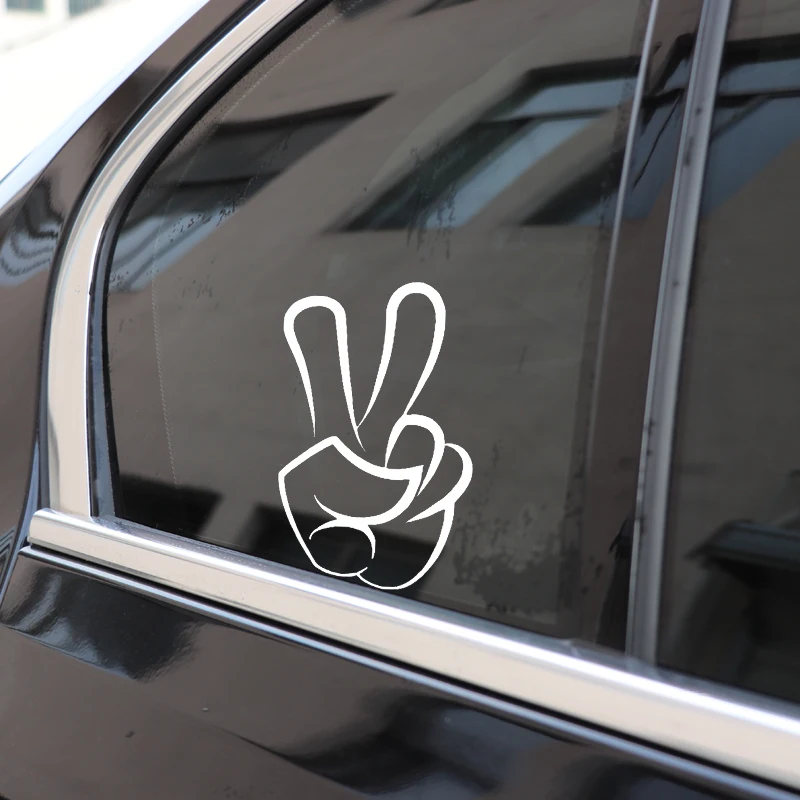 YJZT 10 2*16 2 см интересный V Peace Gesture фотографический черный серебристый