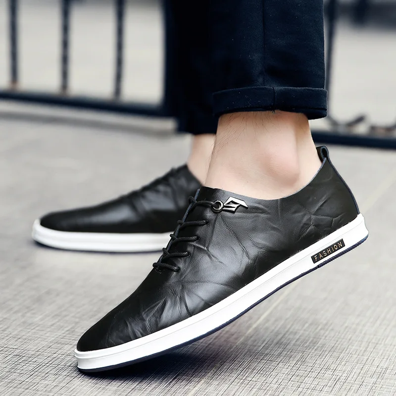 

Man's Western And American Style Luxury Shoes Men Lace-up Genuine Leather Round Toe Sewing Office Larger Size Shoes SMYCLZ-F0005