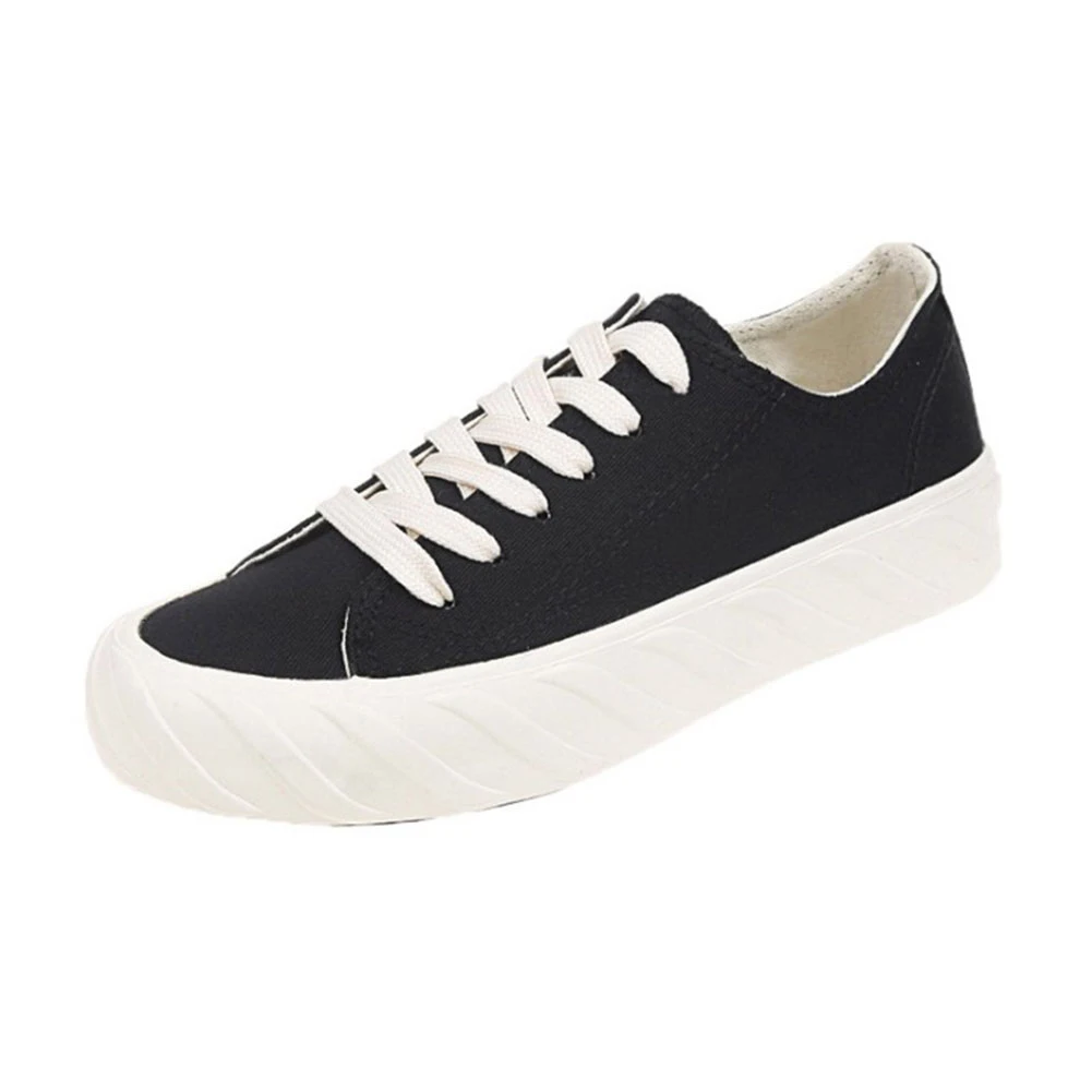 

Canvas Shoes Women Flats Solid Color 2018 New Autumn Spring Lace Up Syudent Board Shoe Female Sneakers