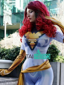 

Free Shipping 3D Printed X-men Jean Grey Cosplay Costume Girls White Phoenix X-men Superhero Costume Tight Catsuit Bodysuit Belt