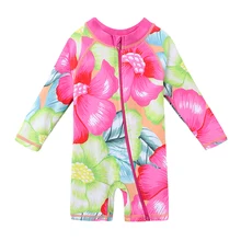 BAOHULU/купальный костюм с цветочным рисунком для маленьких девочек; UV50+; купальный костюм с длинными рукавами для девочек; детский купальный костюм для малышей; детский купальный костюм