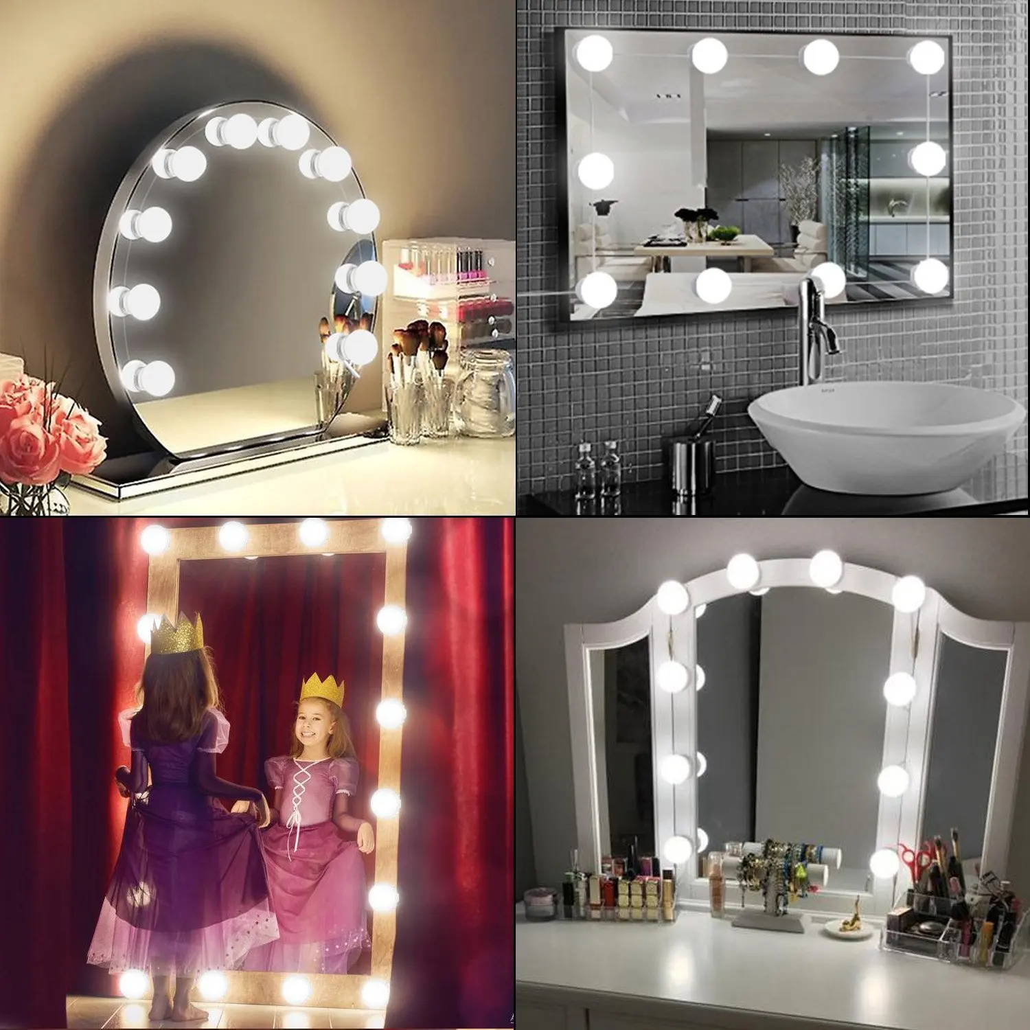 Голливудский стиль светодиодный косметический зеркальный Настольный светильник набор для макияжа с бесступенчатым затемнением настенный светильник 6 8 10 лампочек комплект для туалетного столика