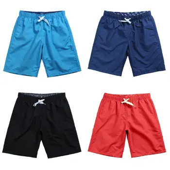 

Mens Waterproof Swimming Trunks Solid Color Quick Dry Surfing Sports Beach Shorts Drawstring Adjustable Board Pants With Pockets