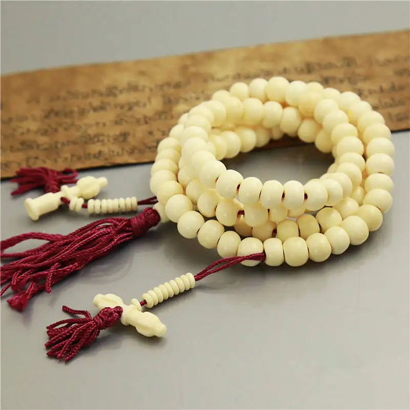 

BRO866 Tibetan 108 white Yak bone rosary Bracelets 6/8/10mm with Counter