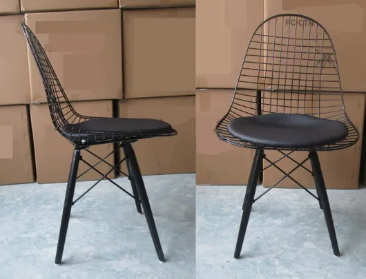Современный дизайн твердый деревянный ногой чердак Плетенный металлический стул деревянный стальной стул с подушкой, лофт Модный популярный мягкий проволочный стул 1 шт