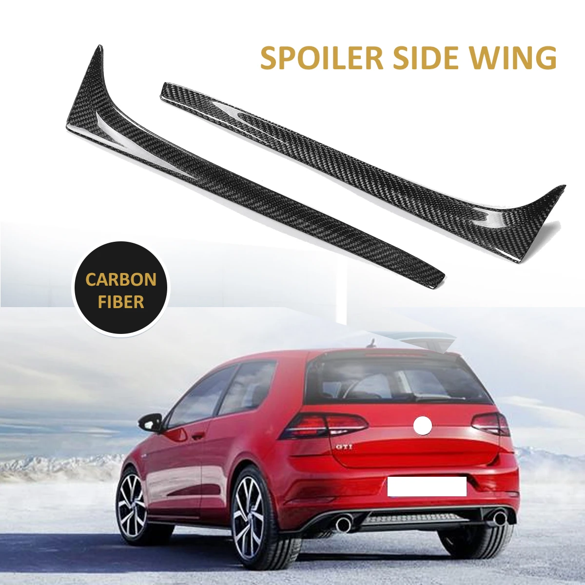 

A Pair Real Carbon Fiber Rear Side Spoiler For Volkswagen GOLF Mk7 7 VII TSI TDI 2014-2017 Black Rear Tunk Side Wing Spoiler New