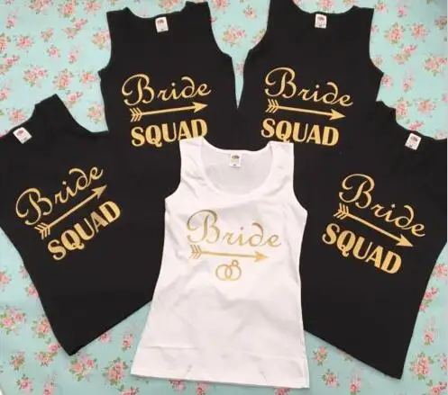 Personalize Wedding Bride Squad Bridesmaid Tees Tank Tops Singlets Bachelorette T Shirts Gift Bridal Party Favors Decorations In From