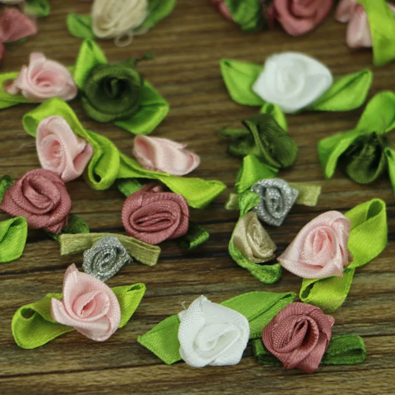 100 шт/много маленьких DIY лент розы наклейки вырезанные и сшитые ручной работы дома свадебные ремесла украшения
