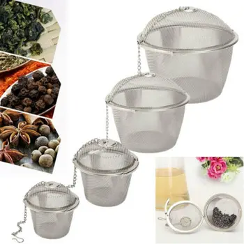 

Silver Stainless Steel Infuser Strainer Mesh Tea Filter Spoon Locking Spice Ball
