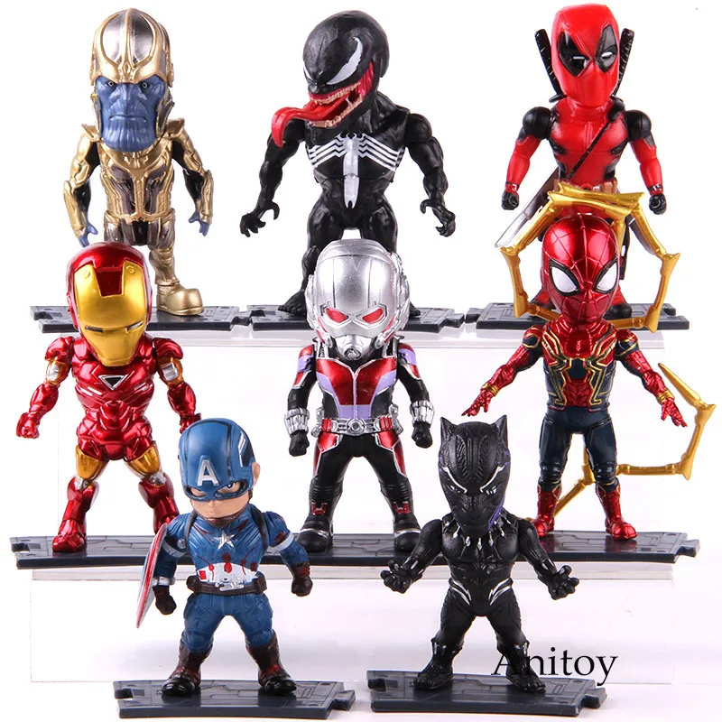 

Marvel Avengers Thanos Captain America Iron Man Spiderman Deadpool Panther Ant Man Venom Action Figure PVC Model Toys Set