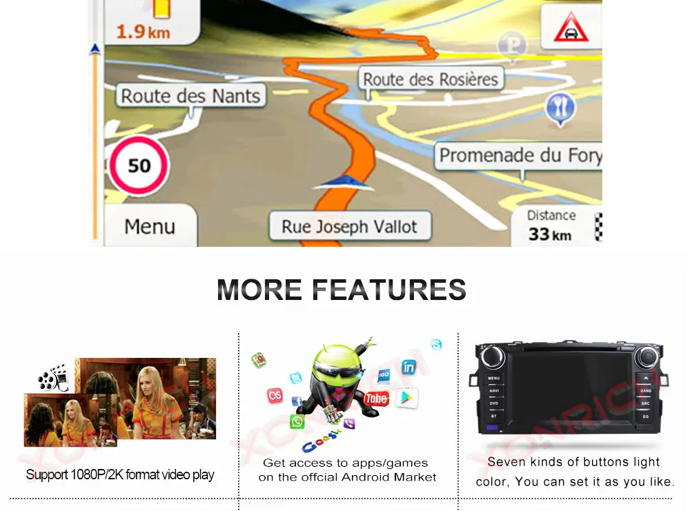 Excellent Car Multimedia Player GPS Android 8.1 2 Din DVD Automotivo For TOYOTA/AURIS/Altis/COROLLA 2012 2013 Radio FM 4 Core Wifi 26