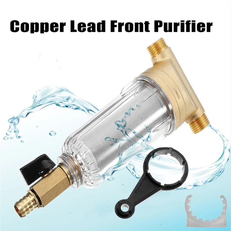 

Water Filters Front Purifier With spanner Copper Lead Pre-filter Backwash Remove Rust Contaminant Sediment Pipe