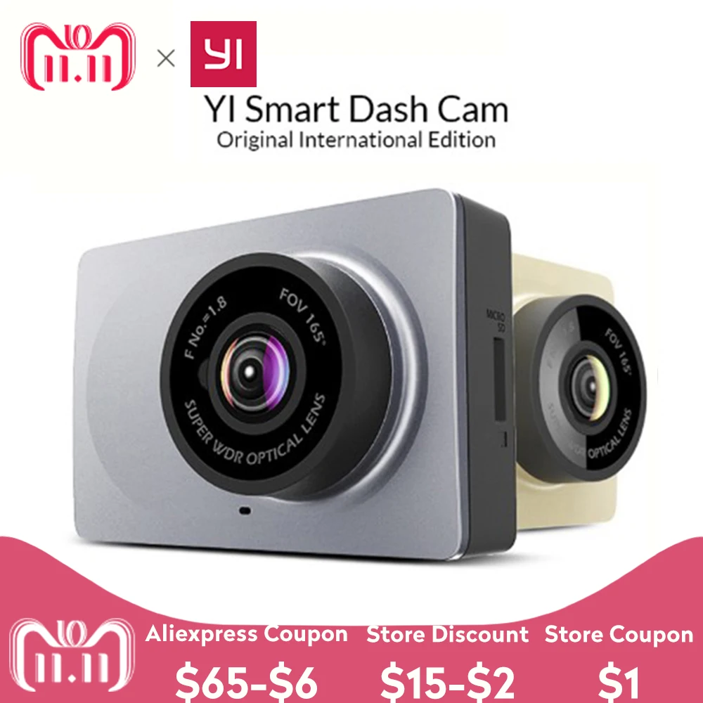 Internacional edición Xiaomi YI inteligente DVR de coche 165 grados 2,7