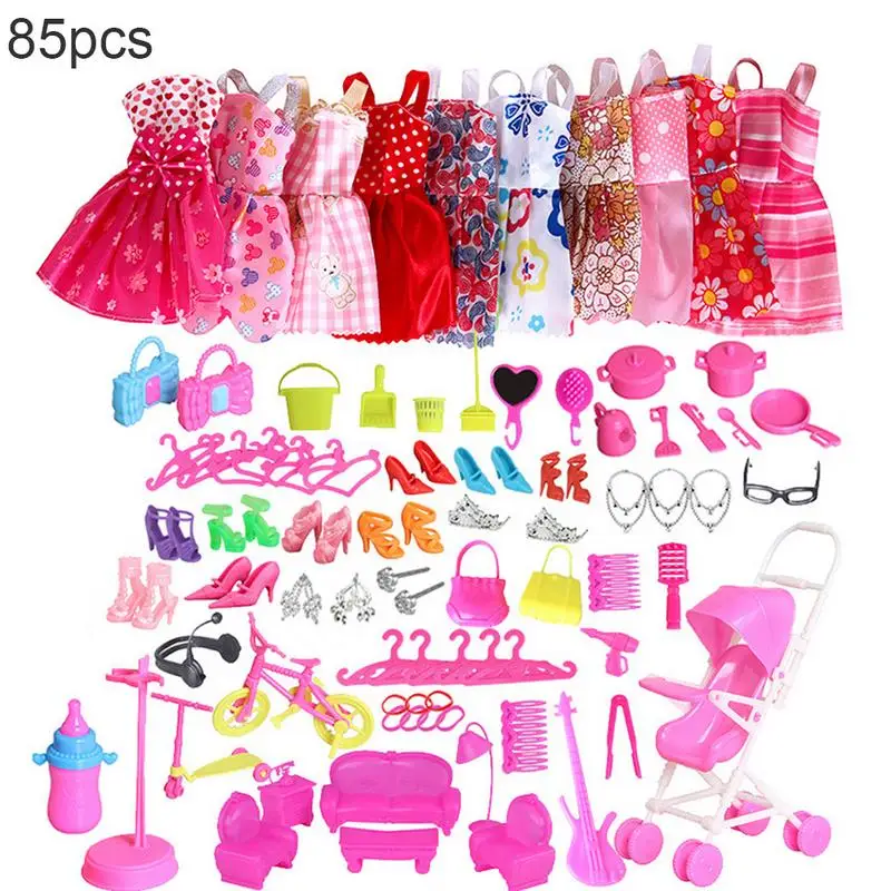 85pcs Fashion Clothing Set 10 Pieces Of Clothes And 75 Pieces Of Barbie