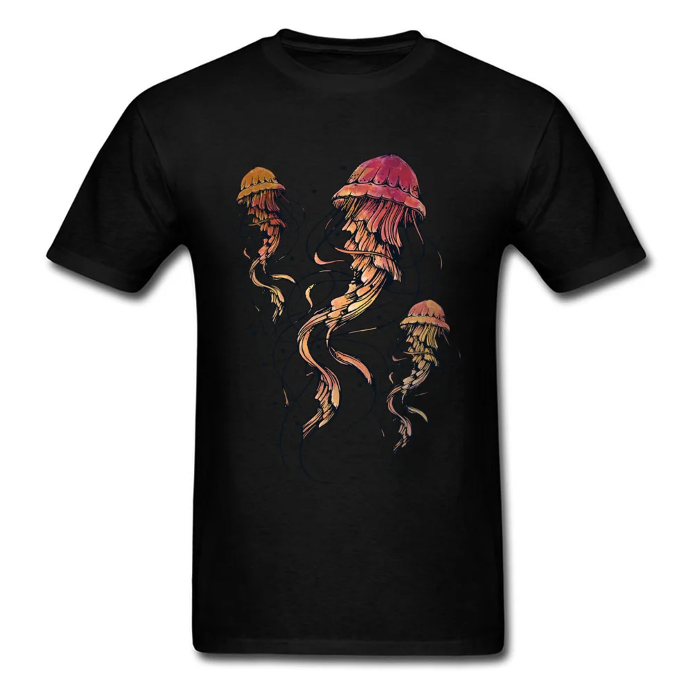 

Jellyfish Swimmer T-shirt Men Cartoon T Shirt Printed Cotton Tees Tops Black Summer Unique Design Fathers Tshirt Free Shipping