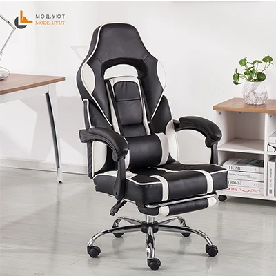 Высококачественный стул WCG, сетчатый компьютерный стул, ажурное офисное кресло, кресло для лежа и подъема, кресло для персонала с подставкой для ног - Цвет: white with footrest