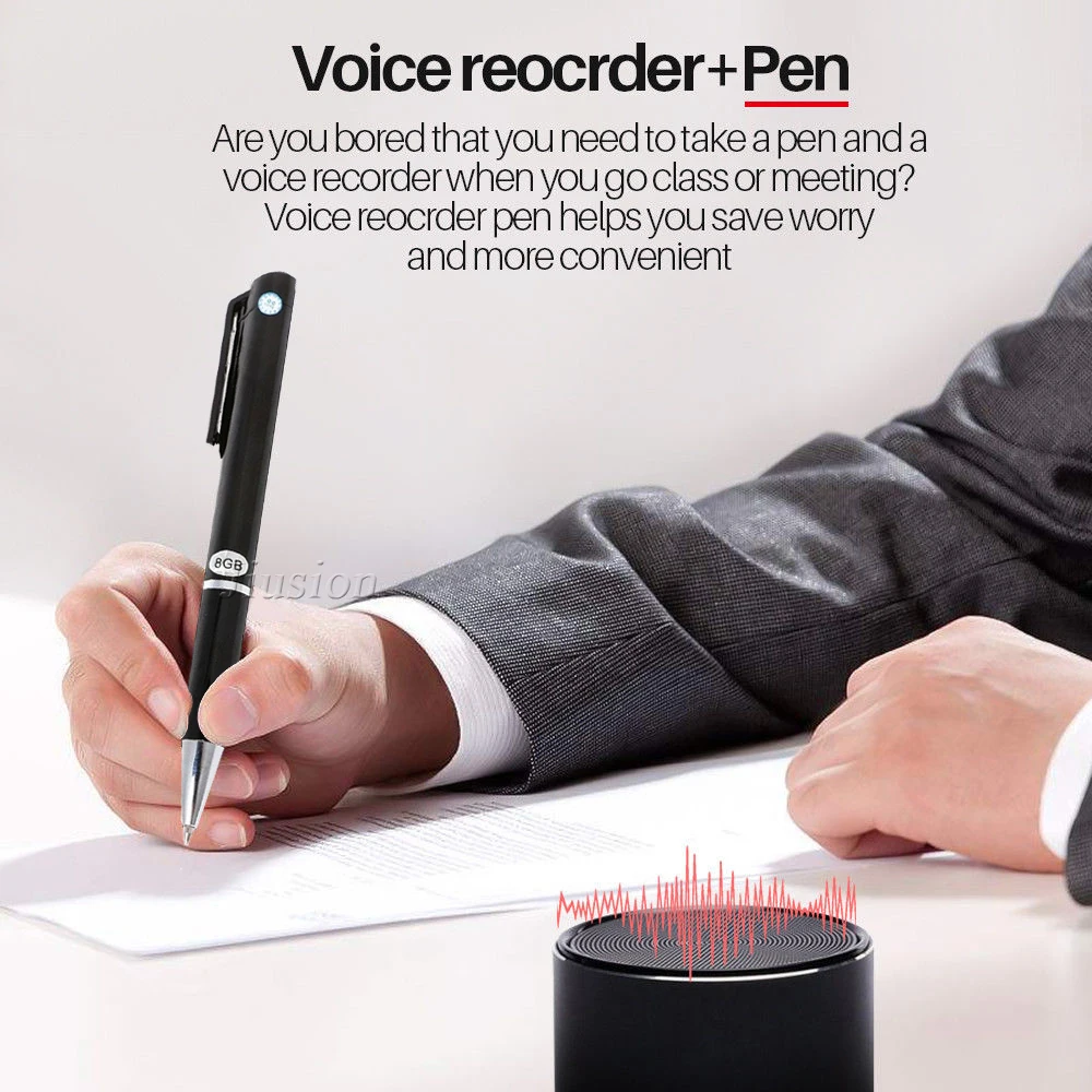 8GB Memory Voice Recorder Pen with MP3 Function 2 in 1 Digital Portable Stereo Audio Record gizli Dictaphone Registrar