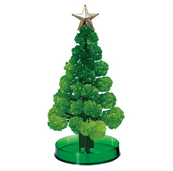 

2019 11x7cm Green DIY Visual Magic Growing Paper Crystals Tree Magically Grow Funny Christmas Trees Kids Baby Toys For Children