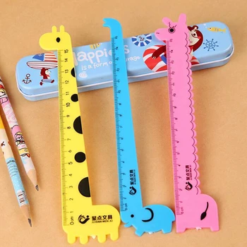 

1 pcs Creative Korea stationery giraffe straightedge ruler cartoon elephant 15CM Student drawing ruler