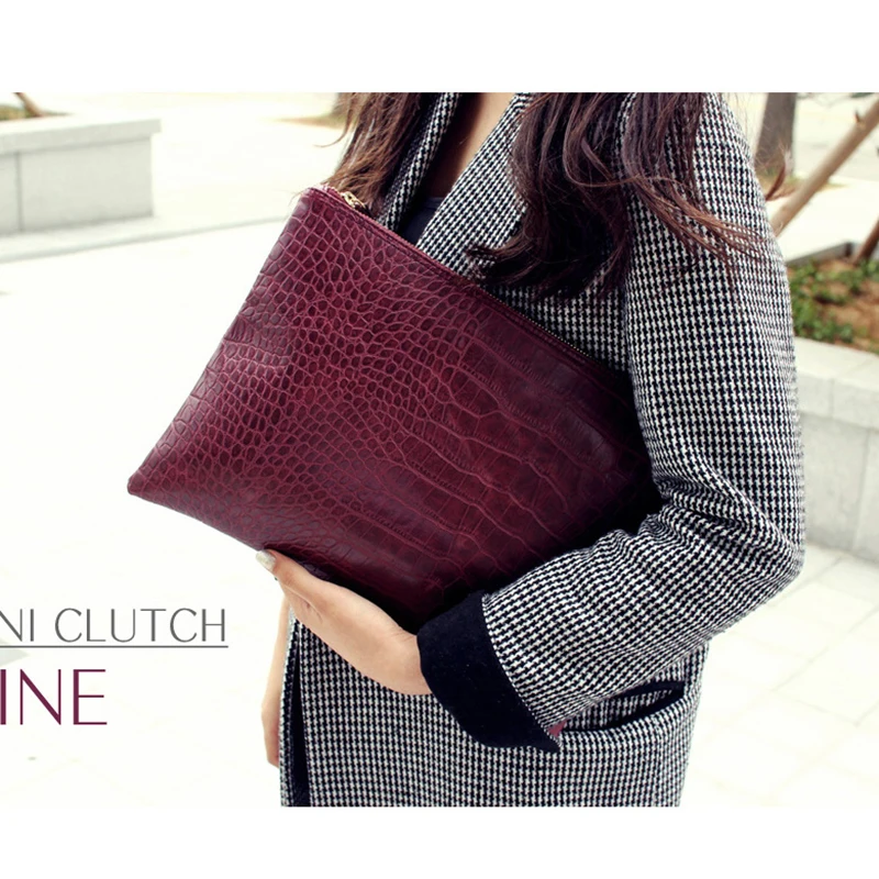 

2017 Women bag crocodile pattern long clutch shoulder bag female handbag Large Capacity Ladies Day Clutches luxury evening bags