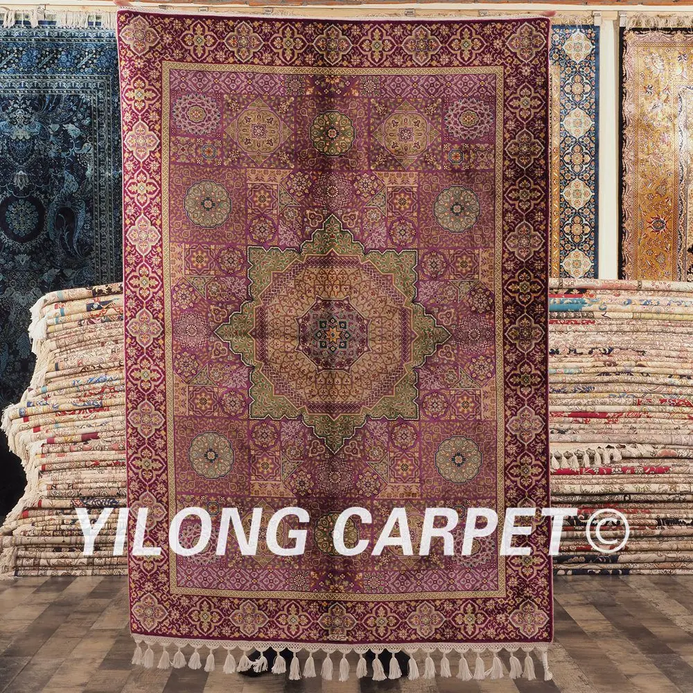 Yilong 3 5 'x 2' винтажный турецкий Шелковый ковер с узлом ручной работы цветочный