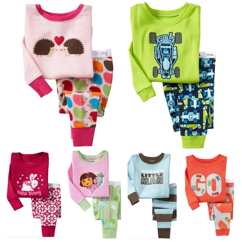 Children/'s Autumn Pajamas Long Sleeve Cotton Kids Sleepwear Soft Clothes 1Set