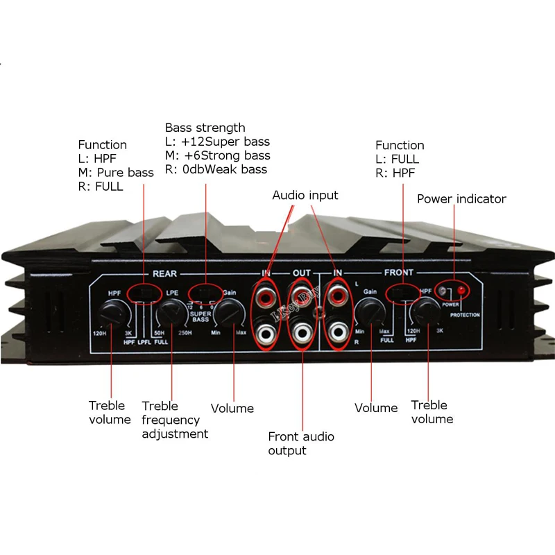 Черный автомобиль усилители 5800 Вт 4 Каналы класса AB MOSFET Amp Ом Алюминий стабильный аудио разъем Усилитель-сабвуфер автомобиля запчасти
