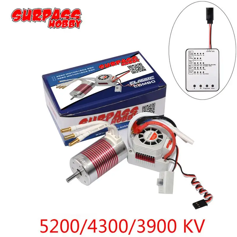 

Waterproof 60A ESC Blushless Speed Controller 3650 4P Motor For 1/10 RC Car,LED Program Card (Optional)