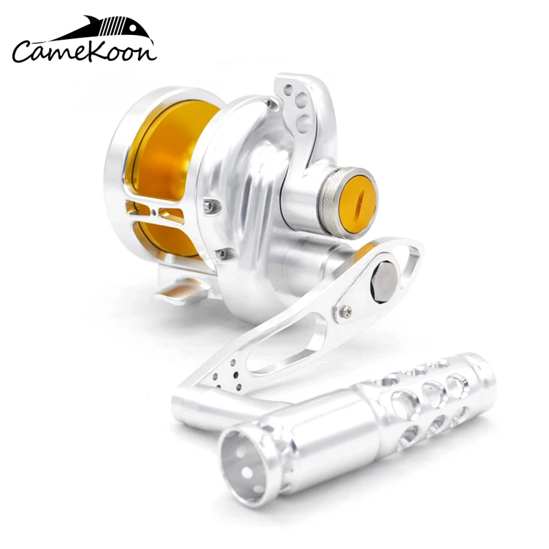 CAMEKOON التقليدية رافعة السحب المالحة لعبة كبيرة الصيد بكرة ماكس السحب 32 كجم المعدني الكامل قوية قارب التصيد بكرة