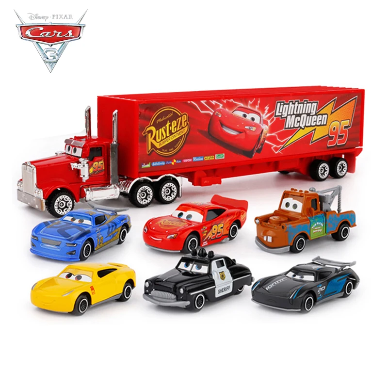 

7Pcs/set Disney Pixar Cars 3 Lightning McQueen Jackson Storm Cruz Mater Mack Uncle Truck Diecast Car Model Toy Free Delivery