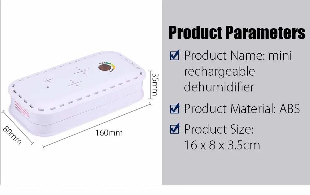 Мини-осушитель Перезаряжаемые беспроводные осушитель воздуха практические поглощения влаги Осушитель воздуха для домашнего гардероба