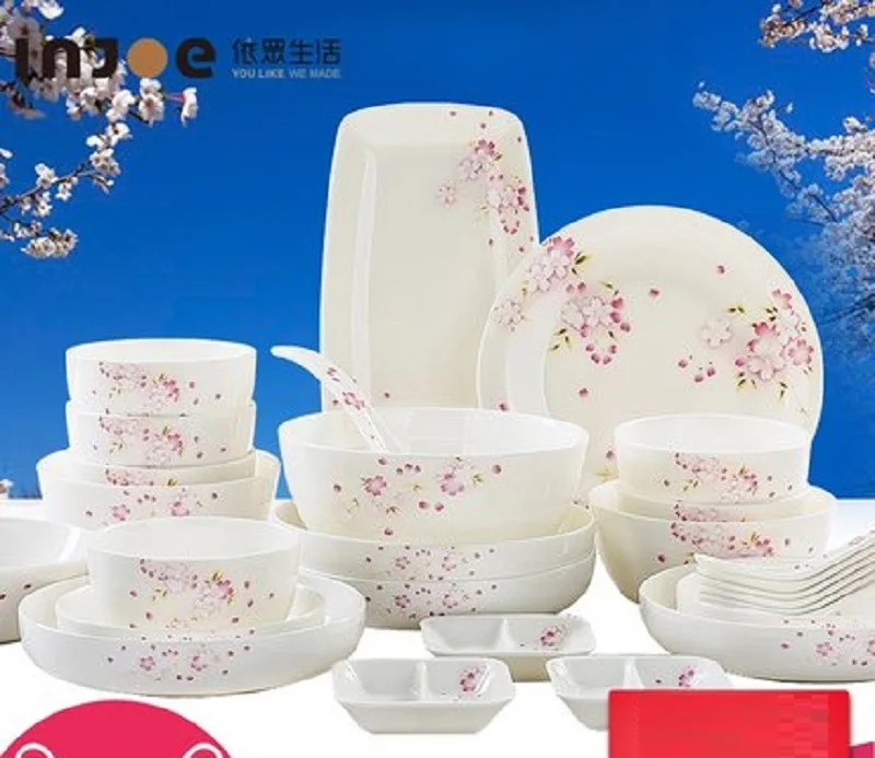 

Bone Porcelain Glaze Colored Tableware Set Bowl and Disk Set Household Korean Bowl and Disk Set Japanese Ceramic Tableware Set