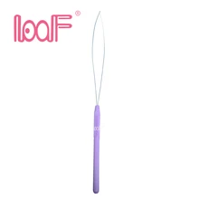 LOOF 1 шт. инструменты для париков пластиковая ручка для вязания крючком Нитевдеватель железная проволока Тянущая игла для соединения микро кольца иглы для наращивания волос