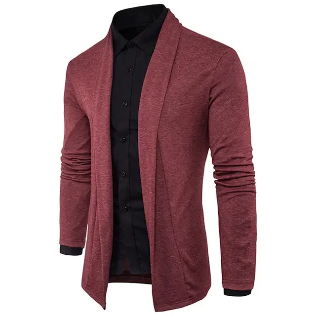 Mens Sweater Knitwear Long Cardigan Coat Stylish Slim Fit Solid ...