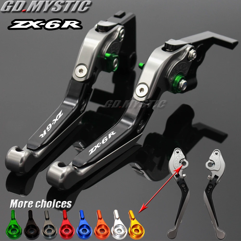 Laser Logo Green&titanium Cnc Adjustable Motorcycle Brake Clutch Levers For Kawasaki Zx6r Zx6r